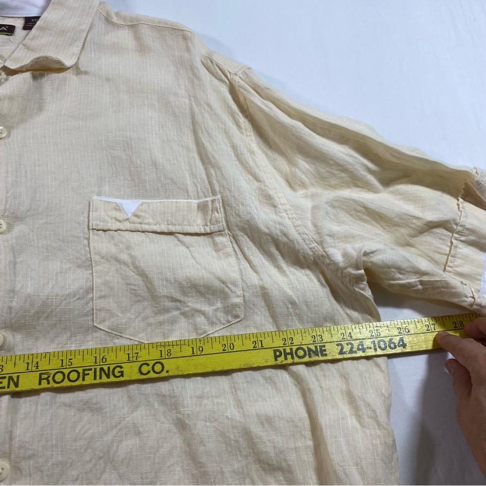 Cubavera Shirt linen Men button down short sleeve Light Tan Summer Beach Natural - Picture 11 of 15